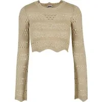 URBAN CLASSICS Rundhalspullover Urban Classics Damen Ladies Cropped Crochet Knit Sweater (1-tlg)