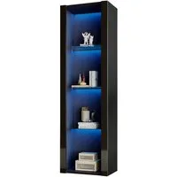 Merax Standvitrine schmal Vitrinenschrank mit 4 Fächern, APP Steurung mit LED und Glaseinlgeböden,Glasvitrine hochglanz,H:166cm