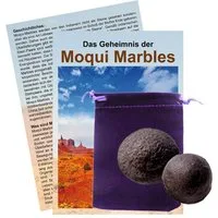 Methusalem Mineralstein Moqui Marbles original Paar Lebende Steine mit Zertifikat und Booklet, (Set, 4 teilig), 20mm Ø Paar