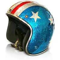 Alpha Speeds Motorradhelm ATELIER — Blaze American, Metal-Super-Flake Stars • Fiberglas, nur ca. 800 g, inkl. herausnehmbare Wangenpolster, Slim & Smart Fit