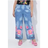MIAMODA Culotte Culotte weites gerades Bein Denimoptik Blumenprint
