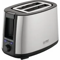 TZS FIRST AUSTRIA Toaster 2 Scheiben, Selbstzentrierfunktion, 7 Bräunungsstufen, 650-750W, für, 750 W, Auftau- und Aufwärmfunktion, Brötchenwärmer, Schwarz/Edelstahl