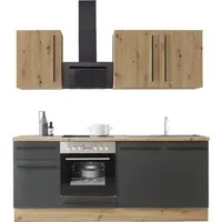 KOCHSTATION Küchenzeile KS-Florida mit 38mm starker Arbeitsplatte, Breite 210 cm, wahlweise mit E-Geräten, mit Soft-Close-Funktion