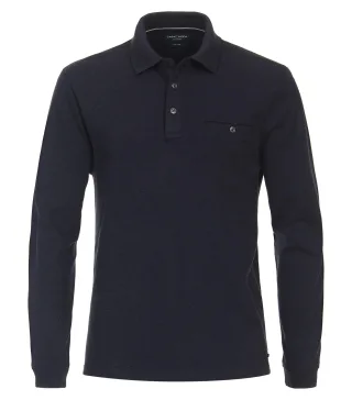 CASAMODA - Polo-Shirt Langarm gestreift blau - Gr. - 3XL