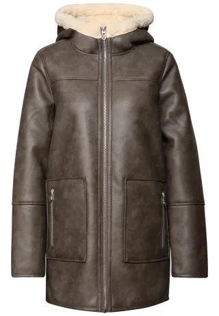 Street One - Leder-Look Jacke sandy mocca - Gr. - 42