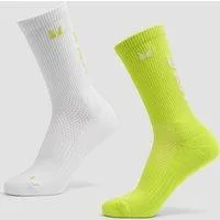 MP Move Club Laufsocken (2er-Pack) - Neongrün/Weiß - UK 9-11
