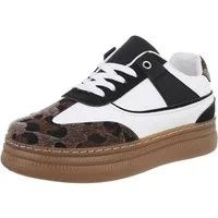 Ital-Design Damen Low-Top Freizeit Sneaker (88828155) Keilabsatz/Wedge Sneakers Low in Schwarz