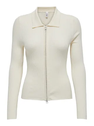 ONLY - ONLIBI LS RIB O-NECK ZIPPER CARDI CC KNT whitecap gray - Gr. - XL