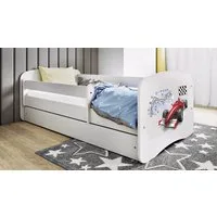 Raumhirsch Furniture Kinderbett 70x140, 80x160, 80x180 cm - Komplettset mit Matratze & Schublade (Bett für Jungs, Einzelbett für Kinder 2–12 Jahre mit Rausfallschutz), verschiedene Farben & Designs