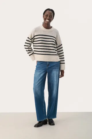 Strickpullover Gerade Passform black offwhite