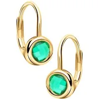 Limana Paar Creolen 925 Silber gold goldene Ohrringe grüne Zirkonia für Damen Frauen (Schmuck Ohrhänger Muttertag Geburtstag), Weihnachtsgeschenk Weihnachten Geschenk für Ehefrau Freundin Mutter