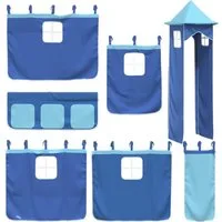 vidaXL Bett Vorhänge für Hochbett mit Turm Blau Polyester