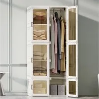 SEEZSSA Garderobenschrank Kleiderschrank mit Transparenten Türen 10 Fächer 6 Türen Aufhängung, (Set, 1-St) Kleiderschrank für das Schlafzimmer Wohnzimmer Diele 170x69x50cm