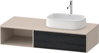 Duravit Zencha Konsolenwaschtischunterbau wandhängend Eiche Schwarz & Taupe Matt & Supermatt 1300x55 ZE4819016830000