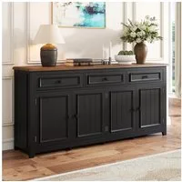 Merax Sideboard mit großzügigem Stauraum, Anrichte im modernen Minimalismus (160x35x76cm, 1 St), Kommode mit 3 Schubladen, 4 Türen & verstellbaren Einlegeböden