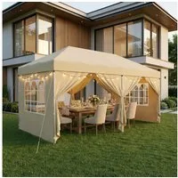 SONGMICS Pavillon 3m/6m x 3m Pavillon mit 4 Seitenteilen,für Garten, mit 4 Seitenteilen, Faltzelt Seitenwänden, stabil, tragbar, Hof, Markt, Sonnenschutz