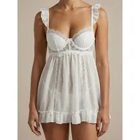 Elegant Love Negligé Babydoll-Set aus Mesh mit Spitzenbesatz, Nachtwäsche, Dessous-Set (Set, 2-tlg., mit Tanga) Schlafkleid mit Bügel-BH – Loungewear in Nachtkleid-Optik