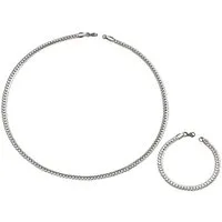 KARMA Schmuckset Herren Halskette & Armband aus Edelstahl Silber 2er Set (2-tlg., Edelstahlkette Edelstahlarmband), Herrenschmuck Geschenkset