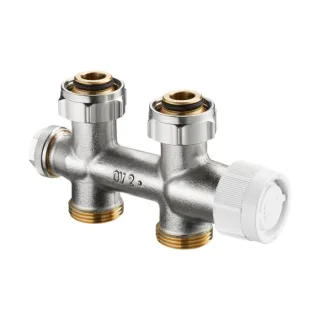 Oventrop Multiblock T Anschlussarmatur 1184013 3/4" ÜMx3/4" AG, Durchgang, Zweirohrarmatur