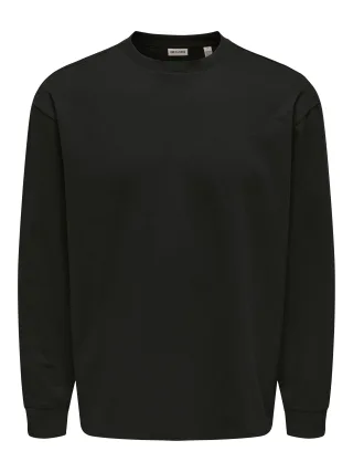 ONLY&SONS - ONSCASPIAN AIRFLEX RLX LS TEE NOOS Black - Gr. - XXL
