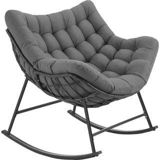 tectake Schaukelstuhl, Anthrazit, Kunststoff, 93x89x99.5 cm, Wohnzimmer, Sessel, Schaukelstühle