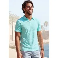 Beachtime Poloshirt, sommerliches T-Shirt mit modischen Blätter-Design neue Strukturqualität im Blätter-Design