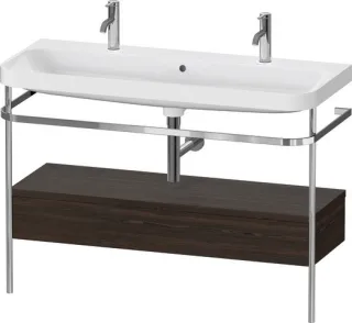 Duravit Happy D.2 Plus c-shaped Set mit Metallkonsole und Schubkasten Nussbaum gebürstet Matt 1175x4 HP4854O69690000