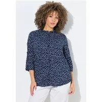 Ulla Popken Hemdbluse Bluse Crash-Optik Punkte Stehkragen 3/4-Arm