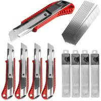 Werkzeugkönig Cuttermesser 5 Stck. 18 mm Aluminium + 50 Ersatzklingen, Klinge: 1,80 cm, (5-tlg), Segmentklingen
