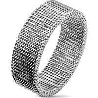 BUNGSA Fingerring 70 (22.3)Flexibler Ring Maschen Edelstahl silber für Damen & Herren (Ring, 1-tlg), Damen Herren