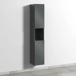 Sanipa 3way Hochschrank mit 2 Türen und 1 offenem Fach, Anthrazit-Glanz SF11379