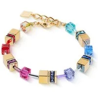 COEUR DE LION Armband Schmuck Edelstahl GeoCUBE® Iconic Metallic Rainbow Würfelkette, Made in Germany - mit Hämatit, Swarovski® Kristall, Strassstein