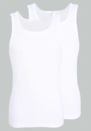 TOM TAILOR BODYWEAR - TOM TAILOR Herren Tank-Top uni 2er Pack weiss - Gr. - XXL