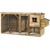 FATMOOSE Hühnerstall mit Auslauf CosyChicken Cottage aus massivem Holz, Premium Hühnerhaus - witterungsfest, raubtiersicher, für Familien