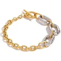 ROUGEMONT Edelstahlarmband Bicolor Damen Edelstahl Glieder Armband Wasserfest Trend, Wasserfest