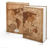 Logbuch-Verlag Notizbuch DIN A4 Notizbuch vintage mit Weltkarten-Motiv braun