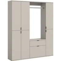 Home affaire Garderoben-Set TRONDHEIM, 5-teilig, Breite 152cm, individuell platzier- & erweiterbar, (Set, 4-St., bestehend aus: 2x Garderobenschrank & 3-tlgs. Zwischenbauelement), Garderobenschrank, Kleiderschrank, Schrankkombination, Garderobe