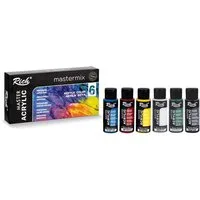 RICH Kreativset Acrylfarben Set - 6 Farben x 60cc, Reichhaltige Pigmentfarben, (6-tlg)