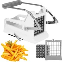 BlingBin Pommesschneider Kartoffelschneider mit 2 Austauschbaren Edelstahl Klingen für Pommes, (1er Set, 1-tlg., Produktgröße: 20 x 10 x 12 cm), Gemüseschneider mit Rutschfester Gummifuß, Pommes für 8/12 mm Sticks