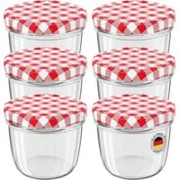 Wellgro Vorratsglas Einmachgläser Schraubdeckel rot kariert - 230 ml, (6-tlg)