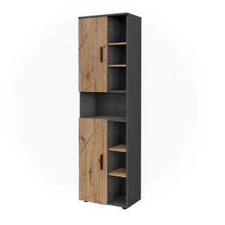 Vicco Hochschrank, Anthrazit, Honigeiche, Holzwerkstoff, 8 Fächer, Rechteckig, 50x172x30 cm, Badezimmer, Badezimmerschränke, Hochschränke