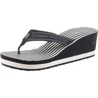 Tommy Hilfiger TH STRIPES WEDGE BEACH SANDAL Dianette, Zehentrenner, Sommerschuh mit gestreifter Innensohle