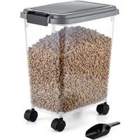 relaxdays Futterbehälter mit Rollen & Schaufel 20L, Kunststoff, 20 Liter