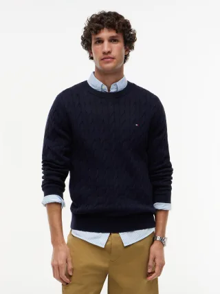 CLASSIC COTTON CABLE CREW NECK Navy Blue - Gr. - M