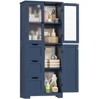 HOMECHO Hochschrank Badezimmerschrank mit 3 Türen und 3 Schubladen