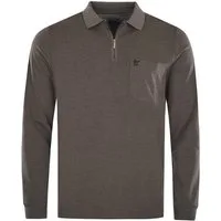 Hajo Langarm-Poloshirt Softknit-Poloshirt in Minimaldessin