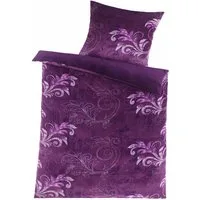 KH-Haushaltshandel Bettwäsche Winter Wende Bettwäsche Cashmere Touch Fleece, 135x200+80x80cm, Fleece, 2 teilig, lila Paisley Muster + uni, Plüsch Nicky, Teddy, weich, warm, fluffig
