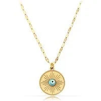 Made by Nami Charm-Kette Damen Halskette gold Sonnenanhänger Evil Eye verstellbar wasserfest, aus Edelstahl – Boho-Stil – symbolisches Design – hypoallergen