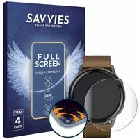 Savvies Displayschutzfolie Fullscreen Schutzfolie für Garmin Venu 4 (45 mm), 4 Stück, Displayschutz Folie Fullcover Klar Transparent
