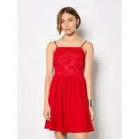 Apricot Minikleid Mini-Kleid mit Cami-Träger und Wimpernstickerei Elastischer Bund
